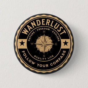 Macaron Rond 5 Cm Route de Wanderlust Voyage en plein air Camping Ra