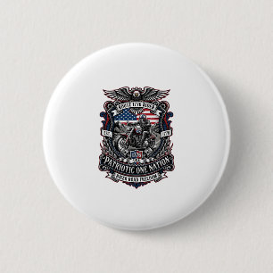 Macaron Rond 5 Cm Route patriotique 1776 Cavalier Motard Route Liber