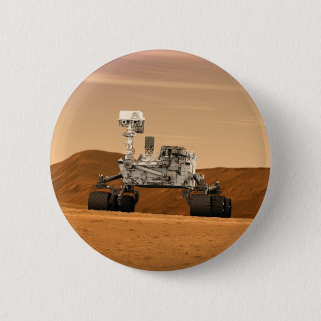 Macaron Rond 5 Cm Rover Curiosity Du Laboratoire Scientifique Mars.  (Devant)
