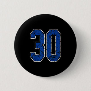 Macaron Rond 5 Cm Royal Blue and White Numéro 30 Joueur Jersey Unifo