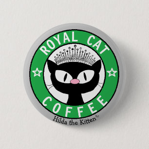 Macaron Rond 5 Cm ROYAL CAT COFFEE Black Cat Round Button