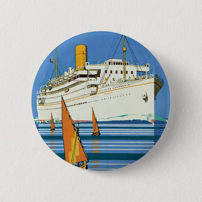 Macaron Rond 5 Cm Royal Mail "Atlantis Cruises" (Devant)