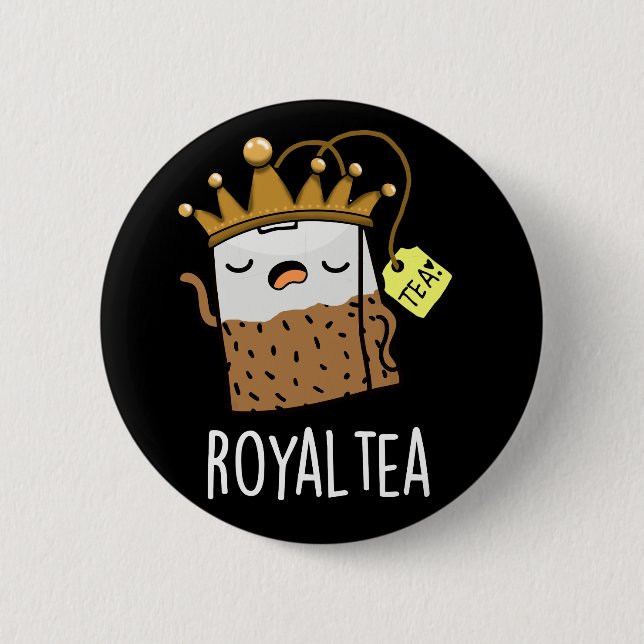Macaron Rond 5 Cm Royal tea Funny Tea Pun Dark BG (Devant)