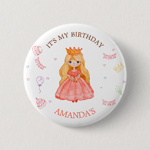 Macaron Rond 5 Cm Royals Princess Three Birthday Party Buttes