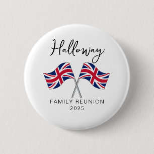 Macaron Rond 5 Cm Royaume-Uni Angleterre Drapeau Famille Reunion