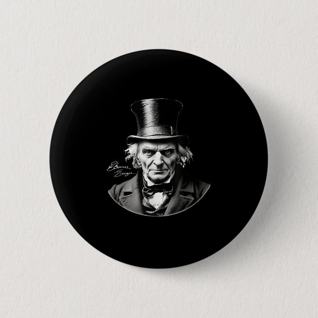 Macaron Rond 5 Cm Rtrait Scrooge Ebenezer Avec Signature (Devant)