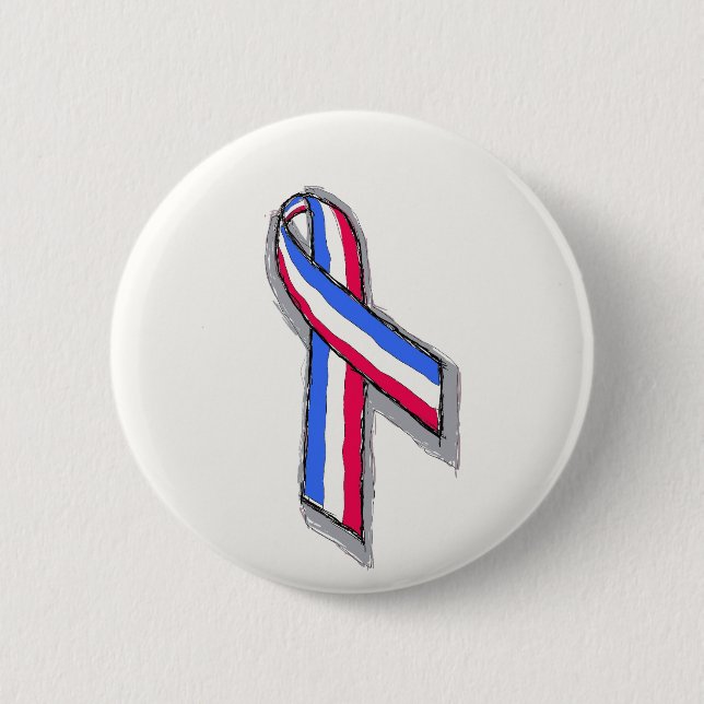 Macaron Rond 5 Cm Ruban blanc et bleu rouge (Devant)