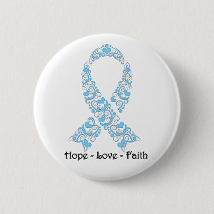 Macaron Rond 5 Cm Ruban bleu-clair de conscience d'espoir