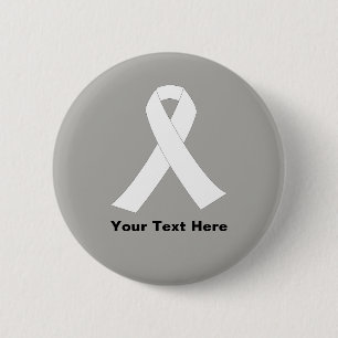 Macaron Rond 5 Cm Ruban de blanc de conscience de cancer de poumon