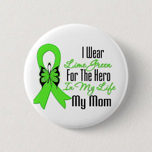 Macaron Rond 5 Cm Ruban de Cancer de lymphome mon héros ma maman
