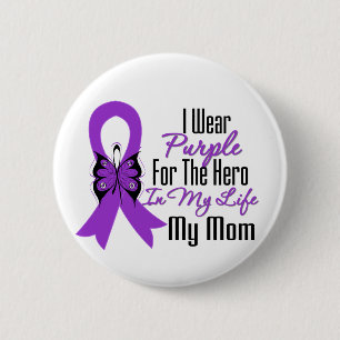Macaron Rond 5 Cm Ruban de Cancer pancréatique mon héros ma maman