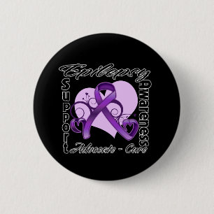 Macaron Rond 5 Cm Ruban de coeur - conscience d'épilepsie