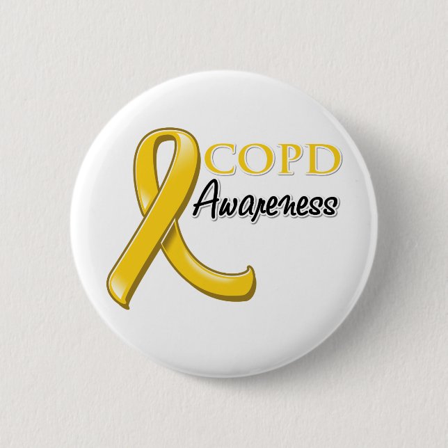 Macaron Rond 5 Cm Ruban de conscience de COPD (ruban d'or) (Devant)