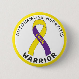 Macaron Rond 5 Cm Ruban de guerrier contre l'hépatite auto-immune Bo