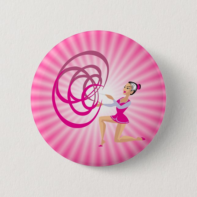 Macaron Rond 5 Cm Ruban de gymnastique Rythmique Rose (Devant)