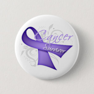 Macaron Rond 5 Cm Ruban de lavande - survivant de Cancer