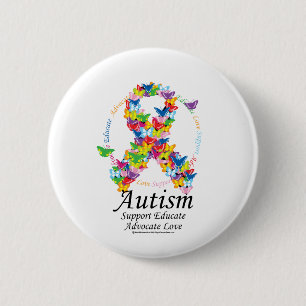 Macaron Rond 5 Cm Ruban de papillon d'autisme