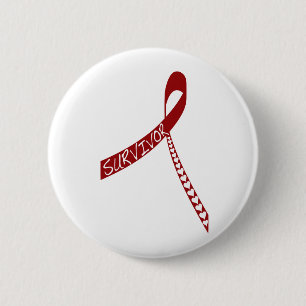 Macaron Rond 5 Cm ruban de rouge de survivant de maladie cardiaque