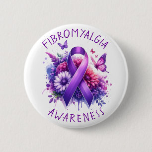 Macaron Rond 5 Cm Ruban de sensibilisation à la fibromyalgie
