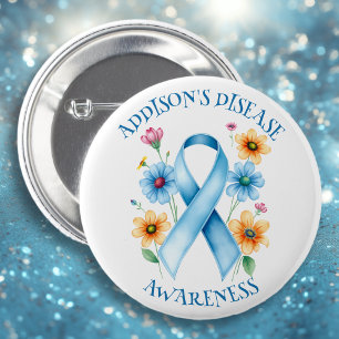 Macaron Rond 5 Cm Ruban de sensibilisation à la maladie d'Addison