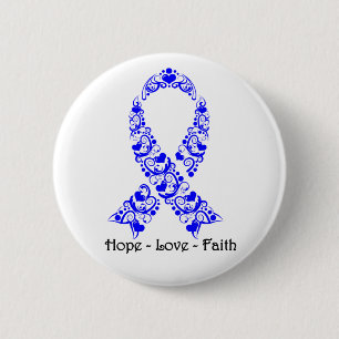 Macaron Rond 5 Cm Ruban de sensibilisation au bleu Hope