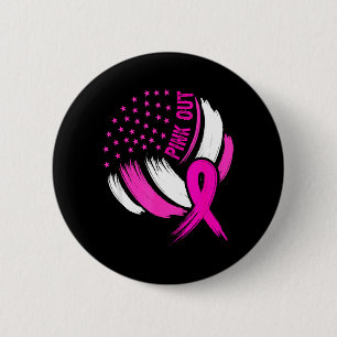 Macaron Rond 5 Cm Ruban de sensibilisation au cancer du sein Volleyb