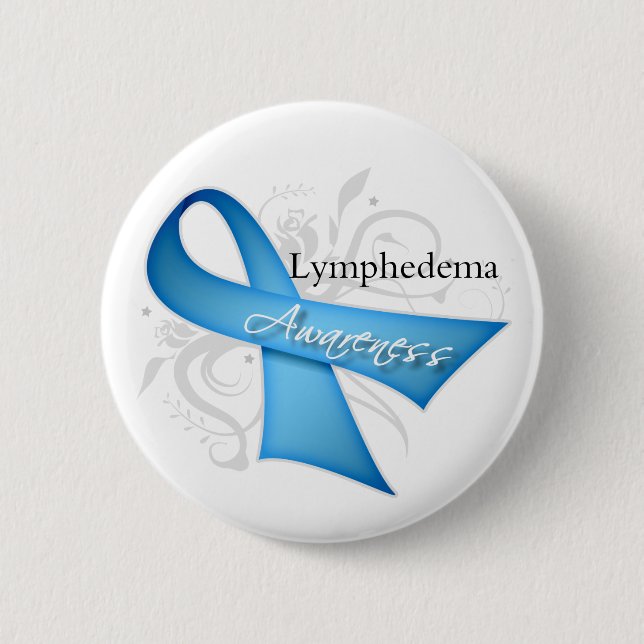 Macaron Rond 5 Cm Ruban de sensibilisation au lymphoedème (Devant)