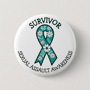 Macaron Rond 5 Cm Ruban de sensibilisation au SA Survivor Teal