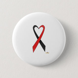 Macaron Rond 5 Cm Ruban De Sensibilisation En Forme De Coeur Noir Et