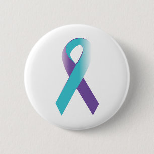 Macaron Rond 5 Cm Ruban de sensibilisation Turquoise et violette