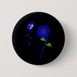 Macaron Rond 5 Cm Ruban de tournesol bleu de sensibilisation