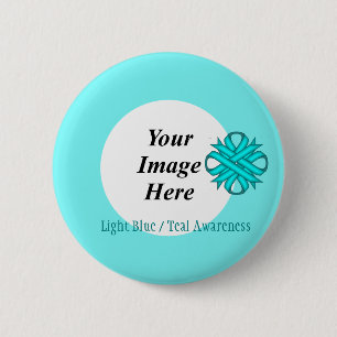 Macaron Rond 5 Cm Ruban de trèfle bleu et Turquoise Tmpl par Kenneth