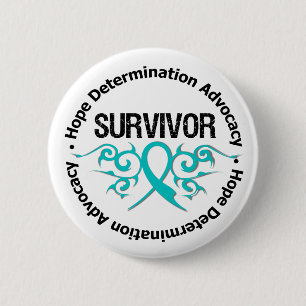 Macaron Rond 5 Cm Ruban de tribal de survivant de Cancer ovarien