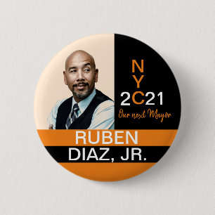 Macaron Rond 5 Cm Ruban Diaz pour le maire de New York en 2021