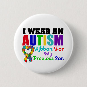 Macaron Rond 5 Cm Ruban d'usage de l'autisme I pour mon fils