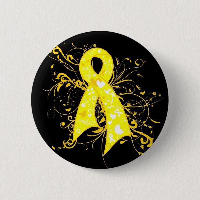 Macaron Rond 5 Cm Ruban Endometriosis Floral Swirls (Devant)