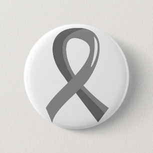 Macaron Rond 5 Cm Ruban gris 3 de cancer du cerveau