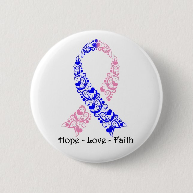Macaron Rond 5 Cm Ruban Hope Pink and Blue Awareness (Devant)