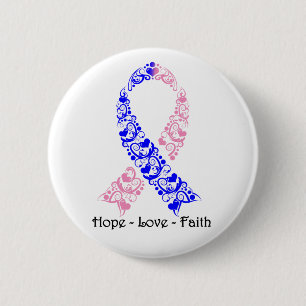 Macaron Rond 5 Cm Ruban Hope Pink and Blue Awareness
