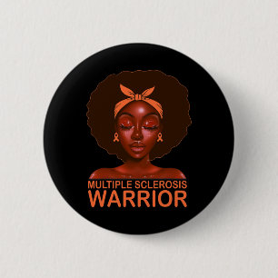 Macaron Rond 5 Cm Ruban Ms Sensibilisation Guerrière Noir Afro Femme