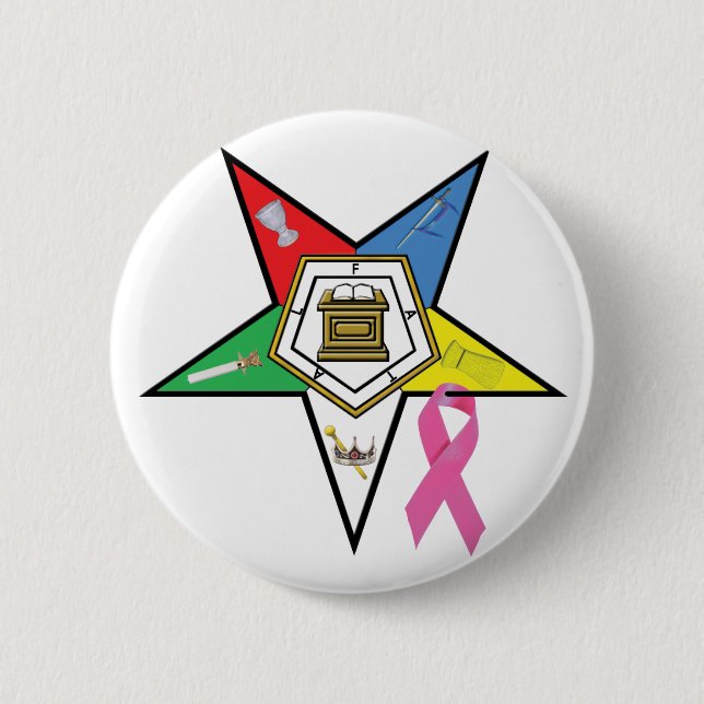 Macaron Rond 5 Cm Ruban OES Cancer du sein (Devant)