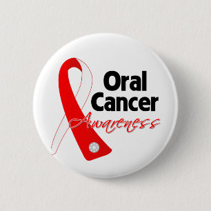 Macaron Rond 5 Cm Ruban oral de conscience de Cancer