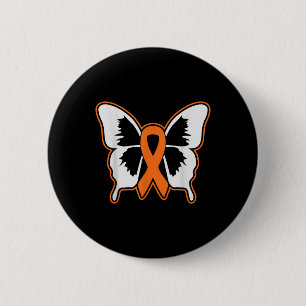 Macaron Rond 5 Cm Ruban orange papillon drôle de sensibilisation à l