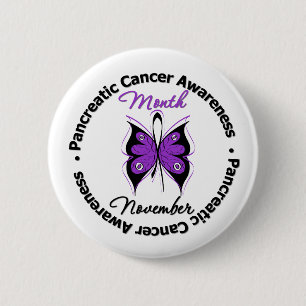 Macaron Rond 5 Cm Ruban papillon - Mois du cancer pancréatique