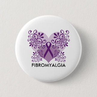 Macaron Rond 5 Cm Ruban pourpre de fibromyalgie avec le papillon