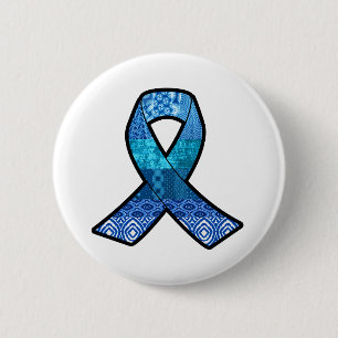 Macaron Rond 5 Cm Ruban rétro de sensibilisation au bleu