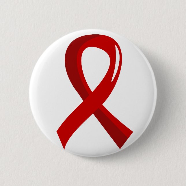 Macaron Rond 5 Cm Ruban rouge 3 de Cancer de sang (Devant)