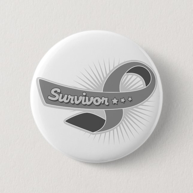 Macaron Rond 5 Cm Ruban survivant de la tumeur cérébrale (Devant)
