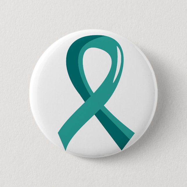 Macaron Rond 5 Cm Ruban turquoise 3 de Cancer ovarien (Devant)
