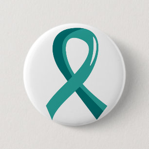 Macaron Rond 5 Cm Ruban turquoise 3 de Cancer ovarien